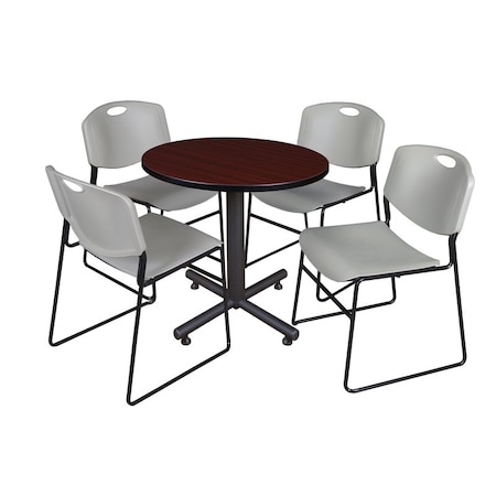 Kobe Kobe Round Table & Chair Set, Wood, Metal, Polypropylene Top TKB30RNDMH44GY